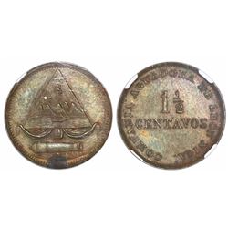 Leon, Nicaragua, 1-1/2 centavos copper token, Compania Aguadora de Leon (1885), encapsulated NGC MS 