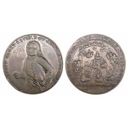 Great Britain, copper-alloy medal, Admiral Vernon, 1739, Porto Bello, three-quarters portrait, legen