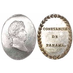 Panama (under Spain), oval silver medal, Ferdinand VII, Constancia de Panama (1815), very rare, ex-R