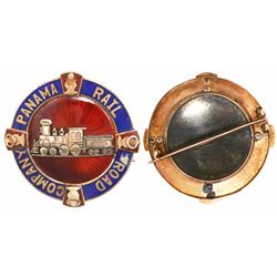 Panama, enameled gold medal with pin back, Panama Rail Road Company, mid-1800s, rare.