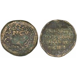 Cartagena, Spain, bronze proclamation medal, Philip II, ND (ca. 1558), unique.