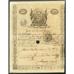 Lima, Peru, Junta del Credito Nacional, 200 pesos government bond, 16-11-1836.