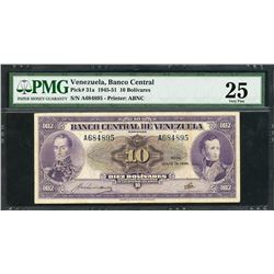 Caracas, Venezuela, Banco Central, 10 bolivares, 19-7-1945, certified PMG VF 25.