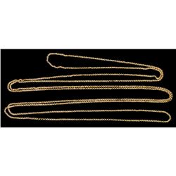 Gold chain, 34.73 grams, 67-1/2" inches long, complete loop of very fine simple links, from the 1715