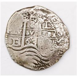 Potosi, Bolivia, cob 8 reales, 1663E.