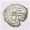 Image 2 : Potosi, Bolivia, cob 4 reales, 1677E, rotated-4 denomination above cross, rare.