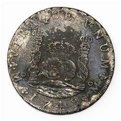 Mexico City, Mexico, pillar 8 reales, Ferdinand VI, 1749MF.