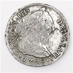 Lima, Peru, bust 8 reales, Charles III, 1779MJ.