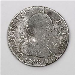 Potosi, Bolivia, bust 2 reales, Charles III, 1782PR.