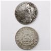 Image 1 : Lot of two crown-sized coins from unidentified wrecks: Toulouse, France, ecu, Louis XIV, 1647; Mexic