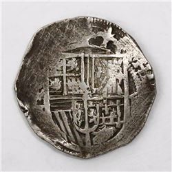 Mexico City, Mexico, cob 4 reales, Philip II, assayer F below mintmark oM to left, denomination 4 to