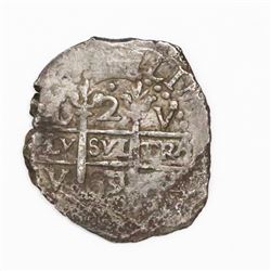 Lima, Peru, cob 2 reales, 1689V.