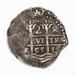 Lima, Peru, cob 2 reales, 1695R.