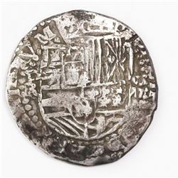Potosi, Bolivia, cob 8 reales, Philip III, assayer R (curved leg).