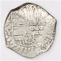 Potosi, Bolivia, cob 8 reales, 161(8)T, P-x-T and denomination o-V-III, quadrants of cross transpose