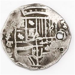 Potosi, Bolivia, cob 8 reales, (16)21T, quadrants of cross transposed.