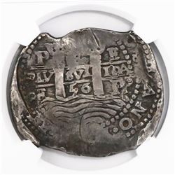 Potosi, Bolivia, cob 8 reales, 1656E, encapsulated NGC VF 25.
