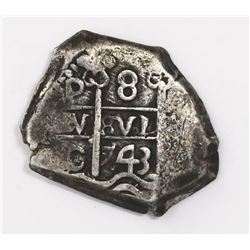 Potosi, Bolivia, cob 8 reales, 1743C.