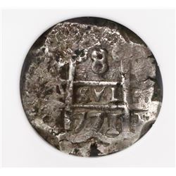 Potosi, Bolivia, cob 8 reales, 1771(V)-Y, encapsulated NGC XF 40 (extra thick slab).