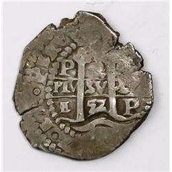 Potosi, Bolivia, cob 2 reales, 1657E.