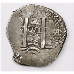 Potosi, Bolivia, cob 2 reales, 1668/7E, rare.