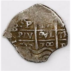 Potosi, Bolivia, cob 2 reales, 1700F.