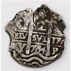 Potosi, Bolivia, cob 2 reales, 1704Y.