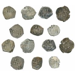 Lot of seven Potosi, Bolivia, cob 2 reales, as follows: 1672E, 1703Y, 1706Y, 1707Y, 1716Y, 1763(V-Y)