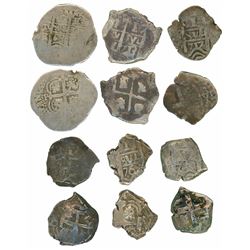 Lot of six Potosi, Bolivia, cob 1R: 1668E, 1713Y, 1717Y, 1756q, 1768V-(Y), 1769(V-Y).