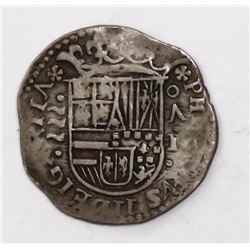 Valladolid, Spain, cob 1 real, Philip II, assayer oA above denomination I to right, mintmark to left