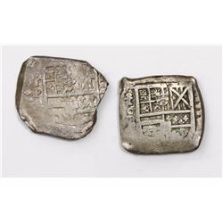 Lot of two Toledo, Spain, cob 4 reales, Philip IV, assayer P.