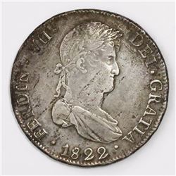 Potosi, Bolivia, bust 8 reales, Ferdinand VII, 1822PJ, ex-Almanzar.