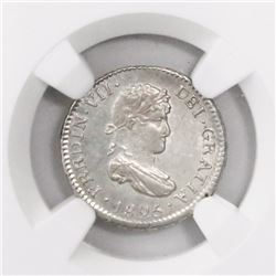 Potosi, Bolivia, bust 1/2 real, Ferdinand VII, 1825JL, final date of colonial issues, MS 64