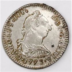 Potosi, Bolivia, bust 1 real, Charles III, 1773JR.