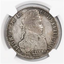 Potosi, Bolivia, 8 soles, 1828JM, encapsulated NGC AU 55.
