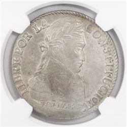 Potosi, Bolivia, 8 soles, 1834LM, encapsulated NGC UNC Details / surface hairlines.