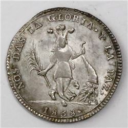 Potosi, Bolivia, 2 soles-sized silver medal (coin alignment), 1838, Socabaya, palm under S.