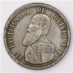 Potosi, Bolivia, 1 melgarejo, 1865FP.