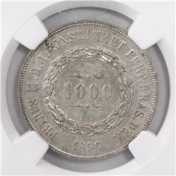 Lot of seven Brazil 1000 reis, Pedro II, all encapsulated UNC details / surface hairlines, dates as