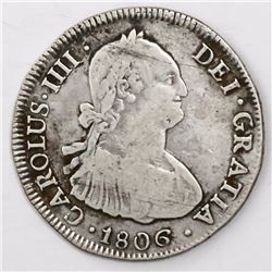 Santiago, Chile, bust 4 reales, Charles IV, 1806FJ.