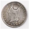 Image 1 : Costa Rica, 50 centavos, "lion" double countermark (Type VII, 1889) on Bogota, Colombia, 50 centavos
