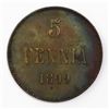 Image 2 : Finland (Helsinki mint), copper 5 pennia, Nicolas II, 1899.