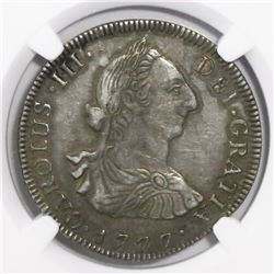 Guatemala, bust 4 reales, Charles III, 1777P, encapsulated NGC XF details / surface hairlines, ex-Ri