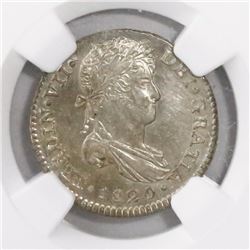 Guatemala, bust 1 real, Ferdinand VII, 1820M, encapsulated NGC MS 64, ex-Richard Stuart (designated