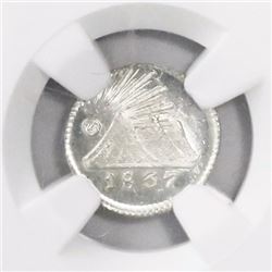 Guatemala, Central American Republic, 1/4 real, 1837, encapsulated NGC MS 67, ex-Richard Stuart (des