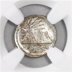 Guatemala, Central American Republic, 1/4 real, 1846, coin alignment, encapsulated NGC MS 63, ex-Ric