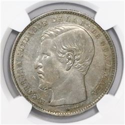 Guatemala, 1 peso, 1868R, encapsulated NGC AU 55, finest and only specimen in NGC census, ex-Richard