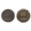 Image 2 : Lot of two Tegucigalpa, Honduras, low-silver 4 reales (provisional): 1853/46G and 1854/1G.