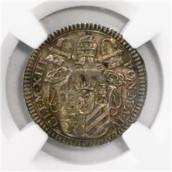 Papal States (Italian States), grosso, Clement XIII, 1762, ano IV, encapsulated NGC MS 63, finest kn