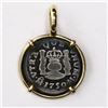 Image 2 : Mexico City, Mexico, pillar 1/2 real, Ferdinand VI, 1750M, mounted in 14K gold pendant-bezel.